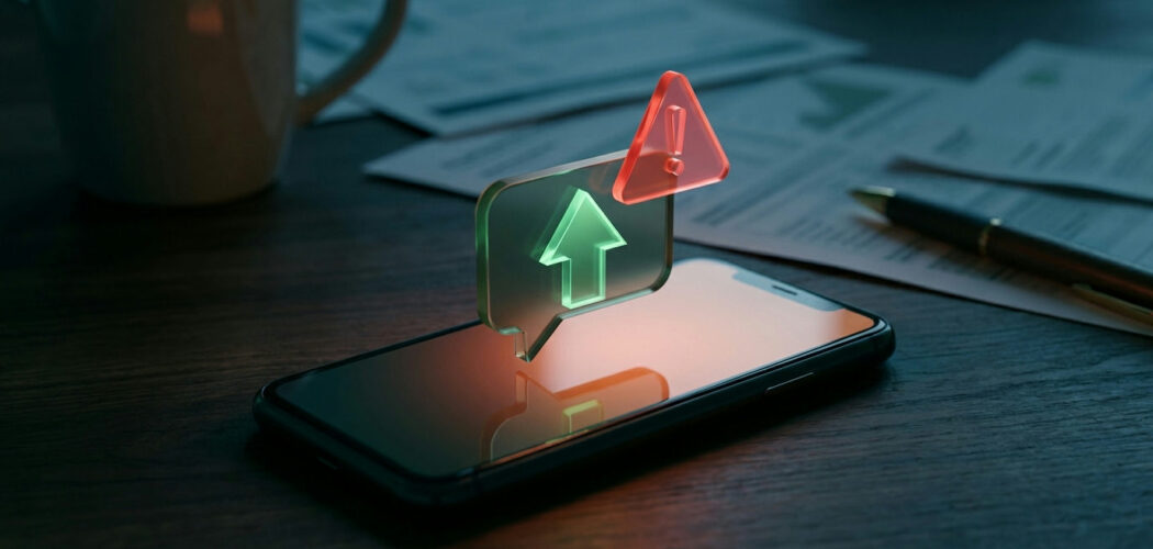 Commodity investment scams: smartphone with a too-good-to-be-true chart and a warning icon