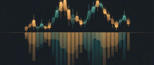 Open interest and volume: candlestick chart with volume bars below